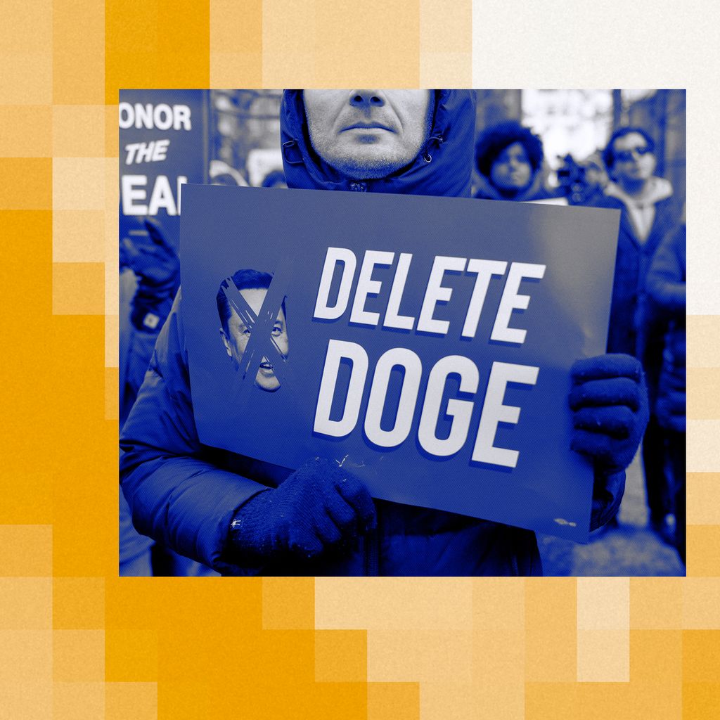 NEW YORK UNITED STATES February 19 People holding banners chant during a rally outside Jacob K. Javits Federal Building...